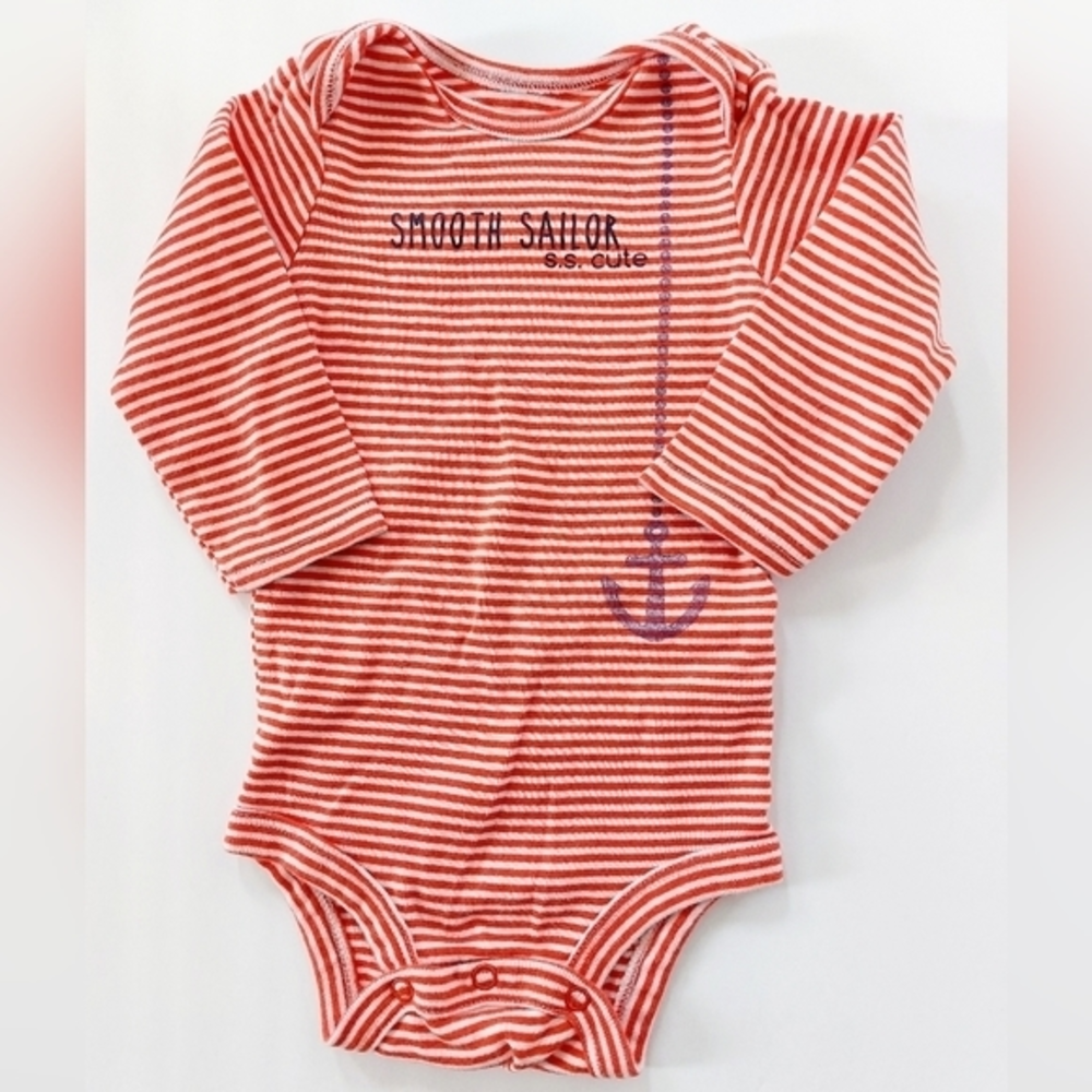 Smooth Sailor S.S.‎ Cutie Long Sleeve Onesie 12 Months Outfit Red Stripe Navy